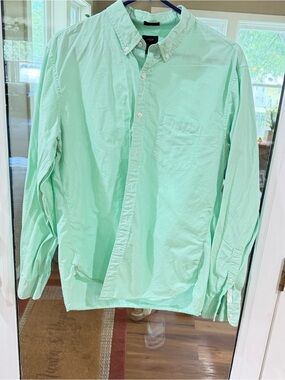J. Crew Men's Mint Green Button-Down Shirt Sz LG Slim Fit